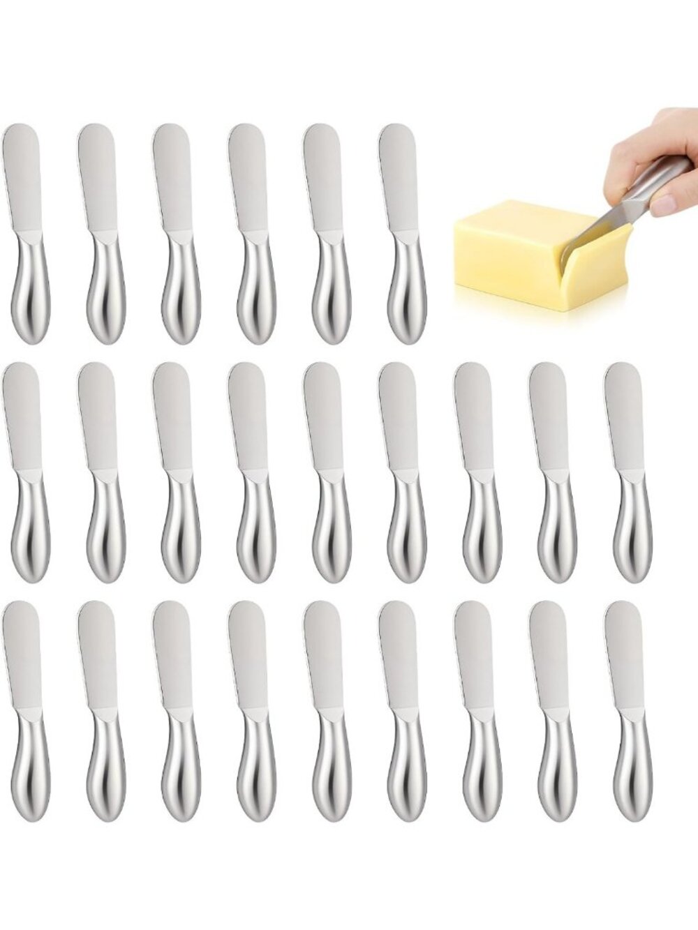 24-Piece Stainless Steel Spreader Knife Set for Cheese, Butter, Jam